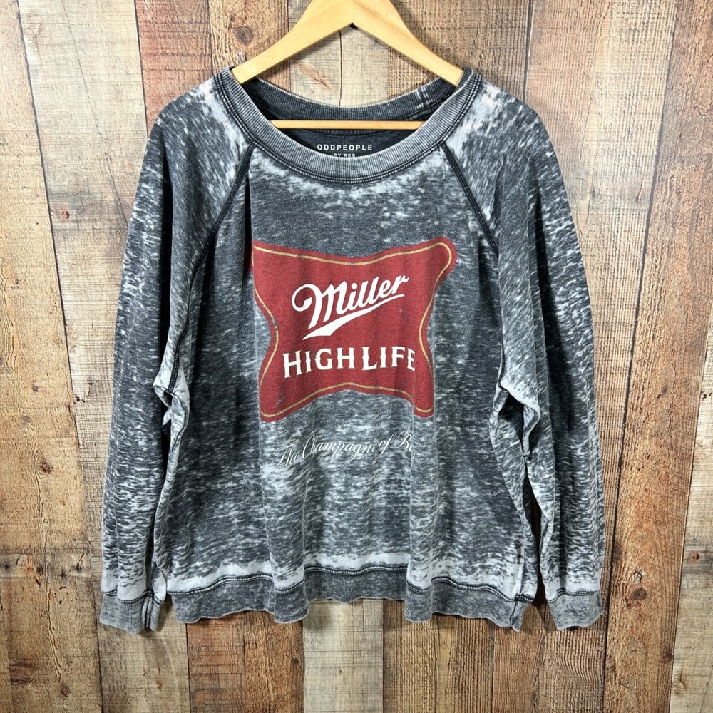 Oddpeople by Recycled Karma Miller High Life Burnout Distressed Sweatshirt XL